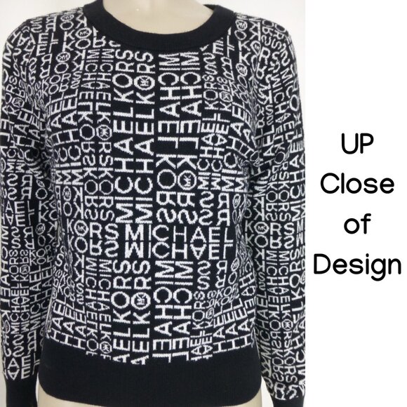 Michael Michael Kors Black and White All Over Logo Sweater (Size XS) - Picture 7 of 10